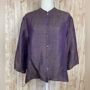 Eileen Fisher Silk Linen Blend Shirt Jacket Size Large Women